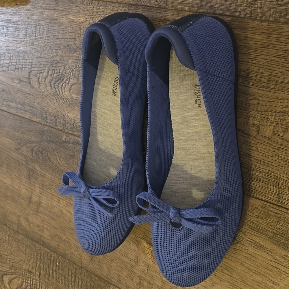 Clarks Cloudsteppers Women's Blue Knit Ballet Flats Comfort Cushion Bow Size 7.5 - Picture 6 of 8